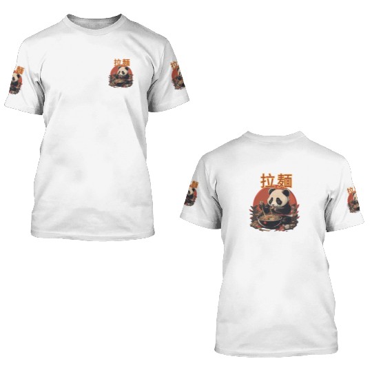 Panda eating Ramen 3D T Shirts