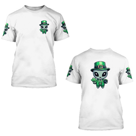 St. Patrick's Day Alien Extraterrestrial 3D T Shirts