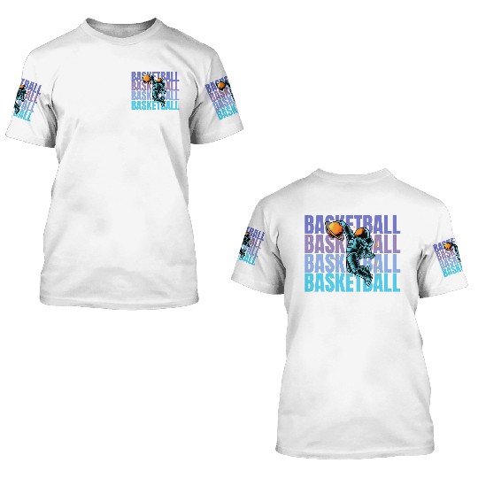 Astronaut Dunking Basketball Creative Illustration 3D T Shirts