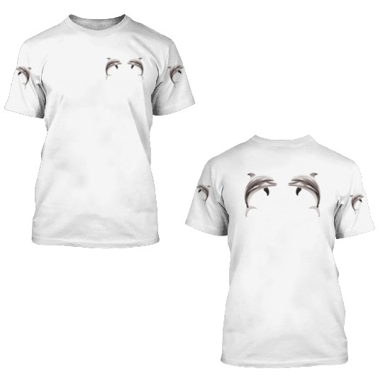Two dolphins facing each other 3D T Shirts