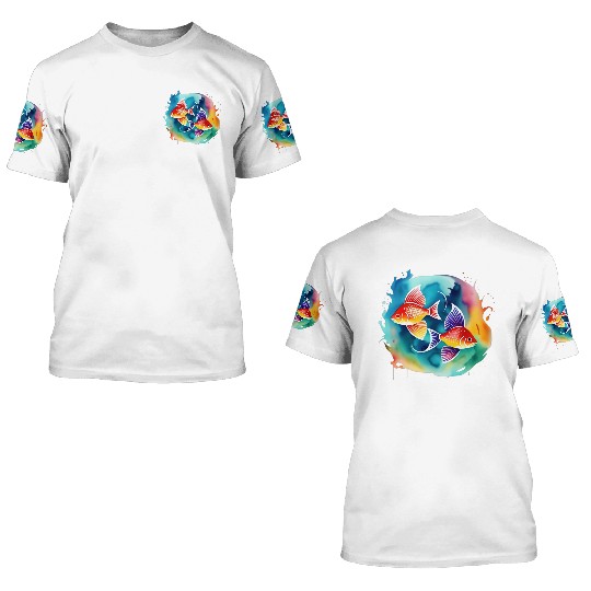 Color splash zodiac: Pisces 3D T Shirts