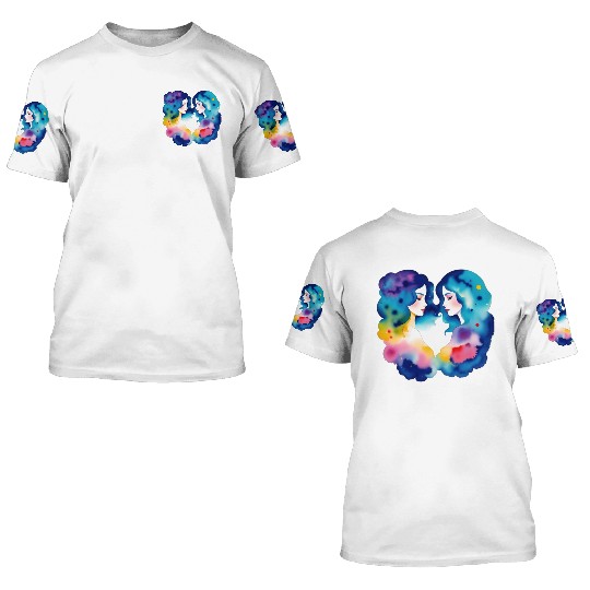 Color splash zodiac: Gemini 3D T Shirts