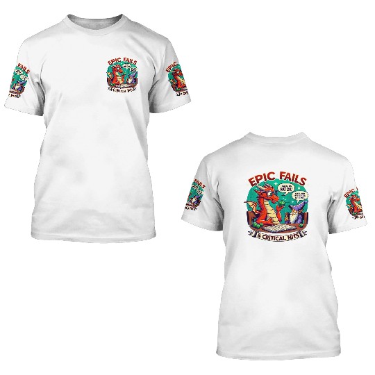 Dragon & Wizard Epic Fails D&D Pen & Paper 3D T Shirts