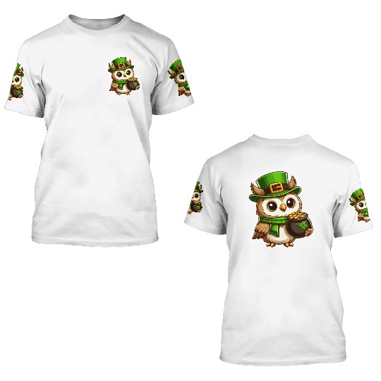 Golden Owl St. Patrick's Day 3D T Shirts
