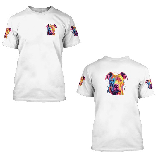 Watercolor Colorful Dogo Argentino 3D T Shirts