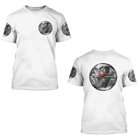 Life in a Bubble Collection -Contrasting Cardinal 3D T Shirts