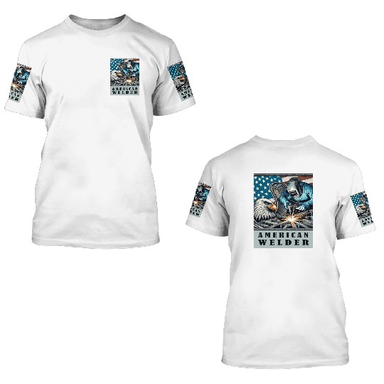 American Welder USA Flag Eagle Weld 3D T Shirts