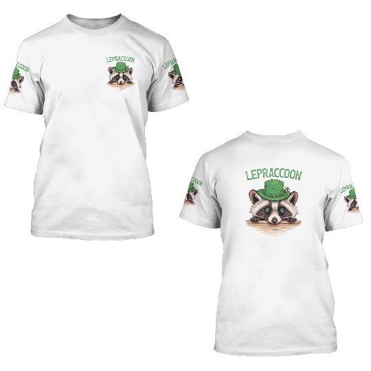 Lepraccoon Kobold Raccoon Saint Patrick Irish 3D T Shirts