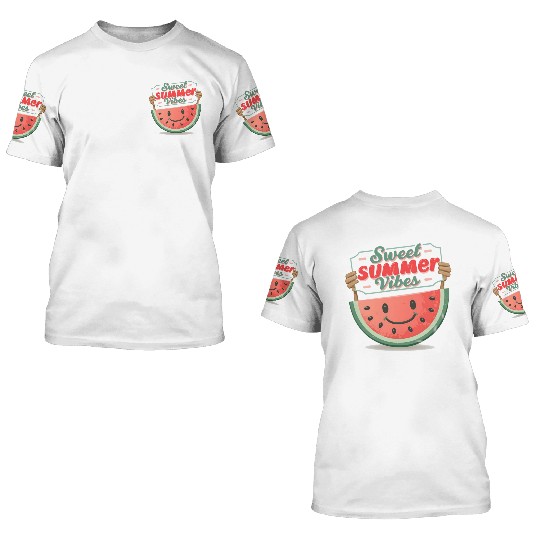 "Summer Joy: Smiling Watermelon" 3D T Shirts