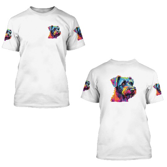 Watercolor Colorful Tschechischer Terrier 3D T Shirts