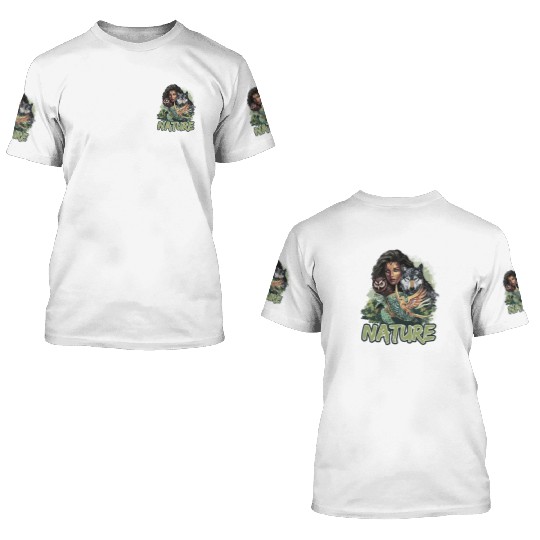 Nature-Inspired Wolf Owl Turtle Phoenix Woman 3D T Shirts