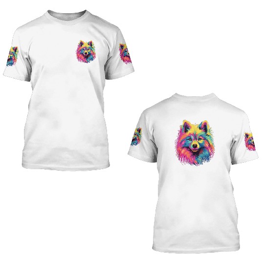 Watercolor Colorful Japan Spitz 3D T Shirts