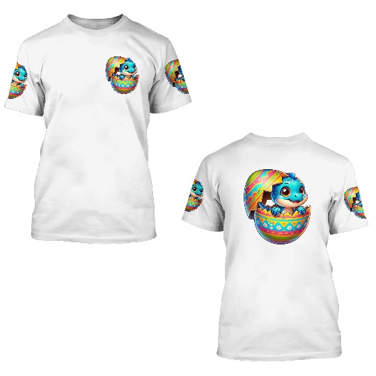 Easter Egg Dino T-Rex Hatching Colorful Cartoon 3D T Shirts