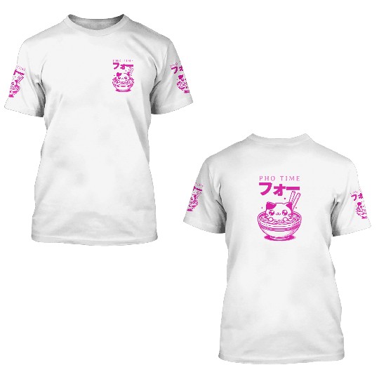 Pho Time Pink Cute Kitten in a Bowl 3D T Shirts