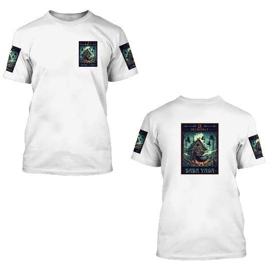 Baba Yaga The Hermit Tarot Card Pagan Witch 3D T Shirts
