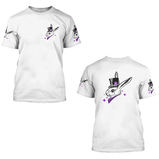 white rabbit head with top hat 3D T Shirts