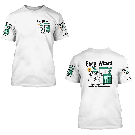excel wizard funny accountant and bookkeeper gift 3D T Shirts