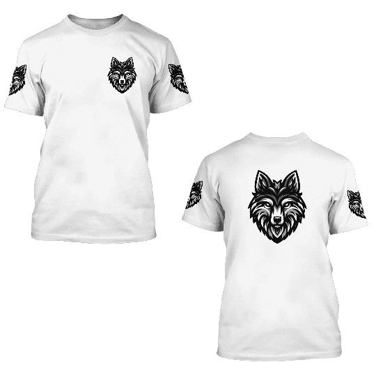 Gray Wolf Head Design 3D T Shirts