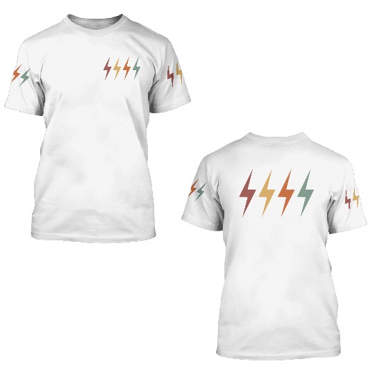 retro vintage colourful lightning Bolt 3D T Shirts