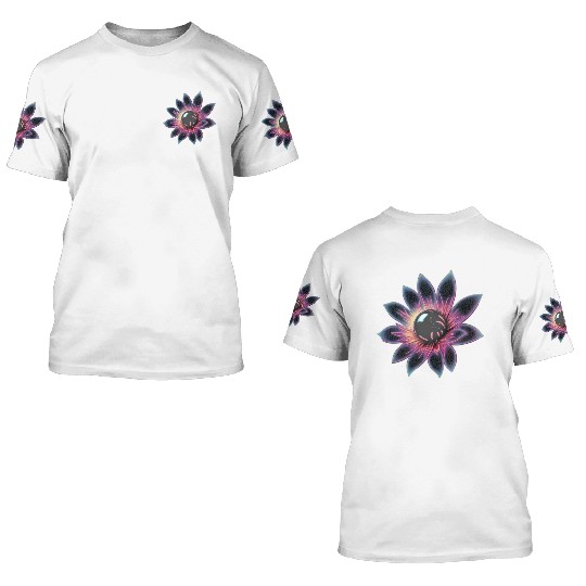 Galactic Lotus Neon Design 3D T Shirts