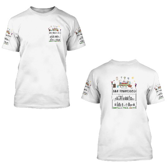 Unique San Francisco USA Travel Guide City Map 3D T Shirts