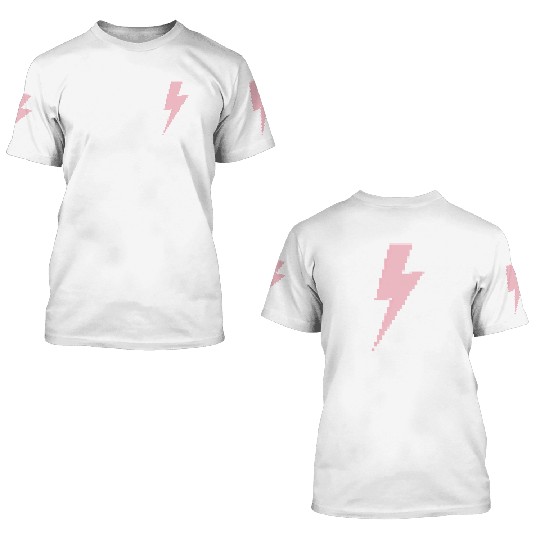 Retro pixels pink lightning bolt 3D T Shirts