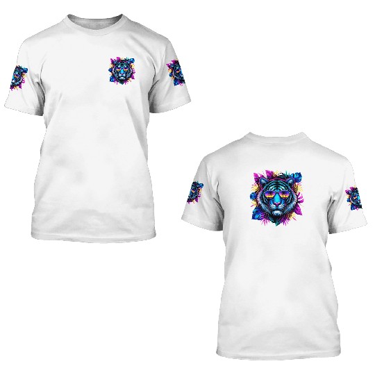 Tropical Tiger - Color Explosion 3D T Shirts