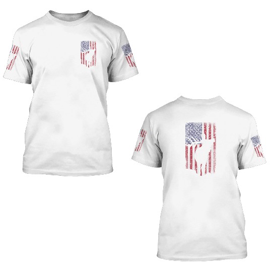 Elk Hunting Bugling Bull US Flag American 3D T Shirts