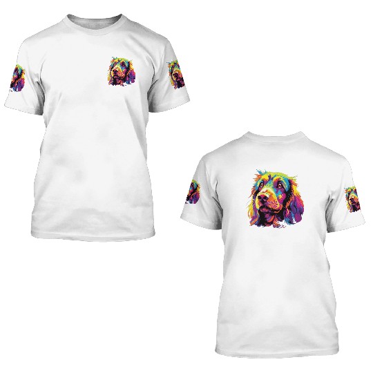 Watercolor Colorful Petit Basset Griffon Vendeen 3D T Shirts