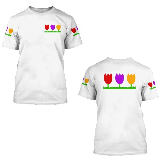 Three cute tulips 3D T Shirts