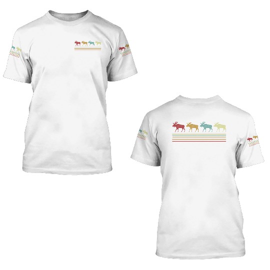 Retro Moose Lover Funny Moose Vintage 3D T Shirts