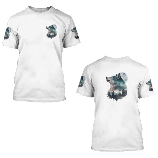 Wolf Print, Cosmic Wolves, Animal Print, Cosmos 3D T Shirts