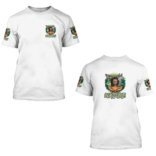 Nature-Inspired Wolf Owl Turtle Phoenix Woman 3D T Shirts