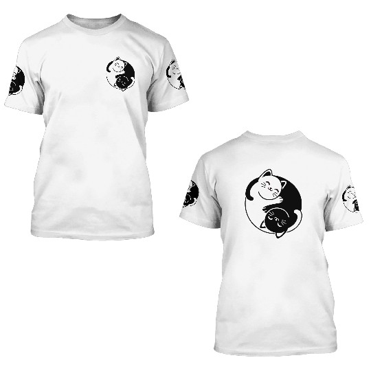 Yin and Yang Cats 3D T Shirts