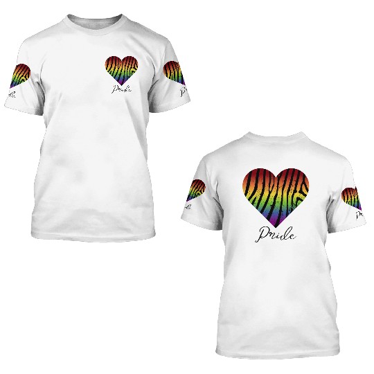 LGBTQ+Pride Rainbow heart-pattern tiger leather 3D T Shirts