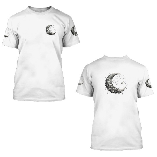 Cool Full Moon - Solar Eclipse, Moon Phases Total 3D T Shirts