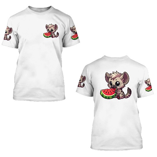 Hyena with Watermelon Summer Fruit 3D T Shirts