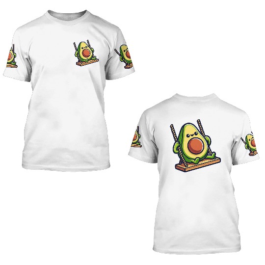 Avocado on a Swing 3D T Shirts