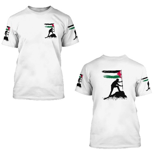 free palestine standing flag silhouette 3D T Shirts