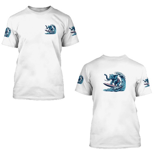 Surfing elephant 3D T Shirts