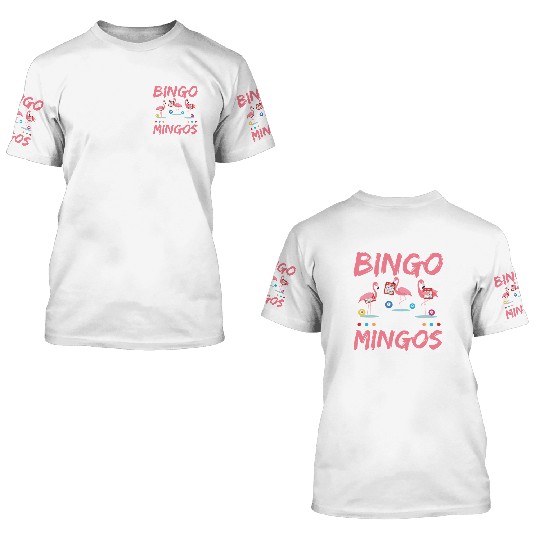Funny Bingo Player Happiness Flamingo 3D T Shirts