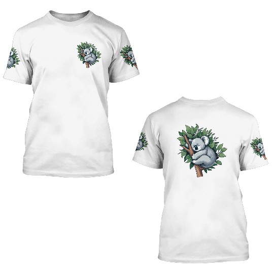 Slumbering Koala: Peaceful Tree Hugger 3D T Shirts