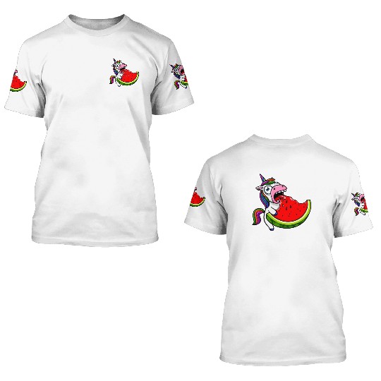 Unicorn Melon Sweet Comic Crazy Funny Quirky 3D T Shirts