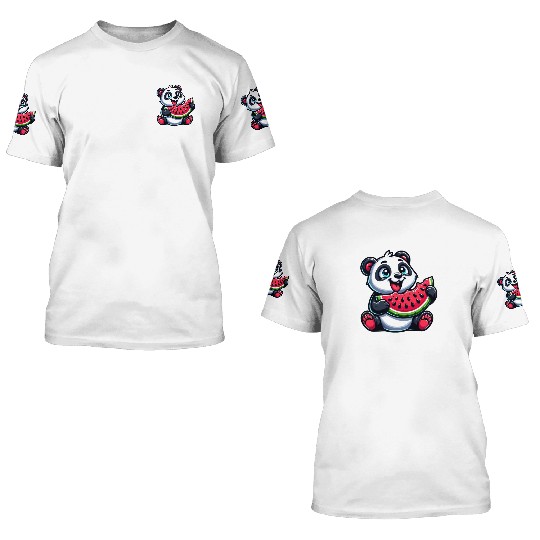 Panda with Watermelon Fruity Funny 3D T Shirts