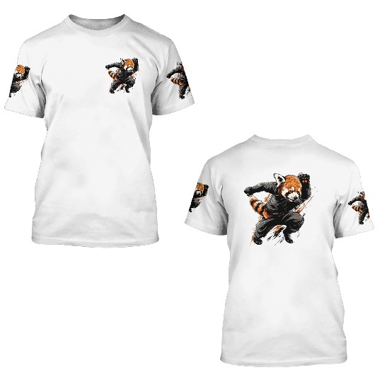 Red panda runs fast 3D T Shirts