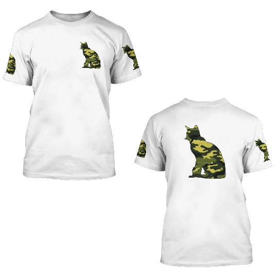 Military Burmese Camo Men Print US Cat Kitty 3D T Shirts