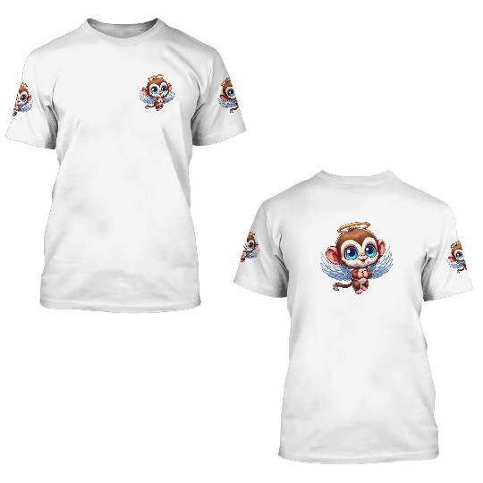 Monkey chimpanzee angel cartoon 3D T Shirts