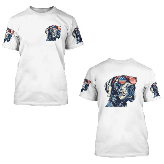 American independence day. Great Dane dog 3D T Shirts