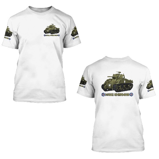 World War 2 American Tank M4A2 Sherman memorabilia 3D T Shirts