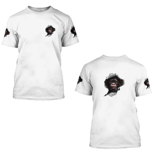 Chimp, Monkey Lover, Chimpanzee, Monkey 3D T Shirts